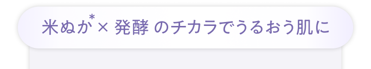 米ぬか×発酵のチカラでうるおう肌に