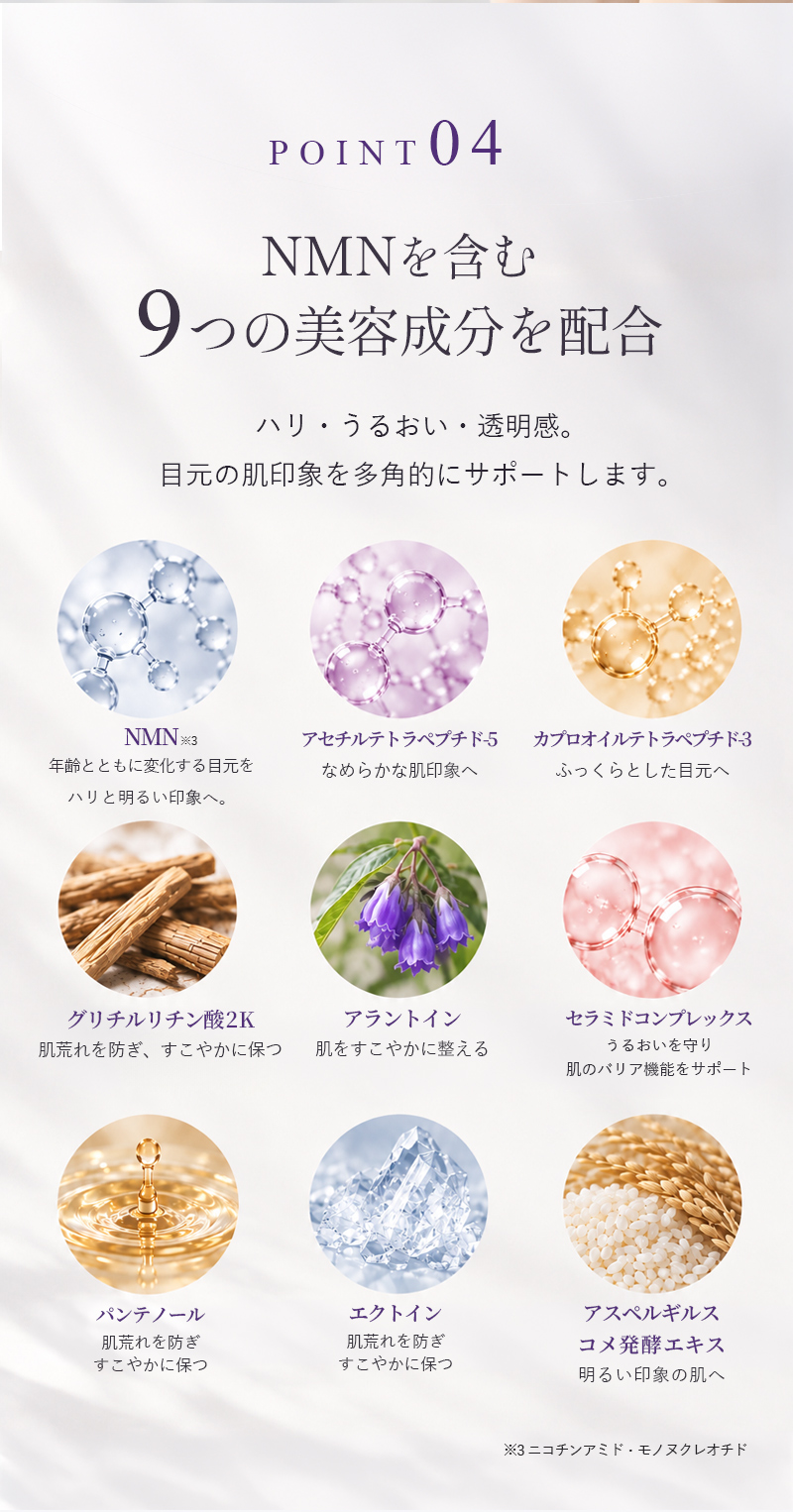 NMNペプチドエクトインセラミド美容成分配合
